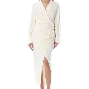 SELF-PORTRAIT Wrap Midi Dress - Ivory